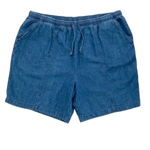 BFA Classics Vintage Blue Elastic Drawstring Waist Cotton Jean Shorts